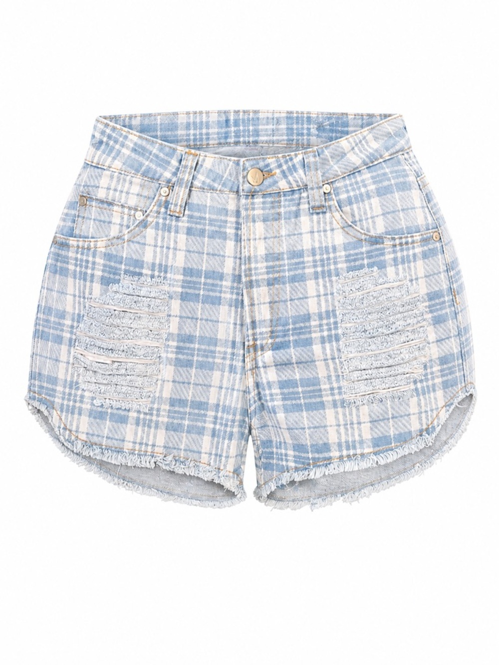 Minkpink NWT denim plaid shorts, small